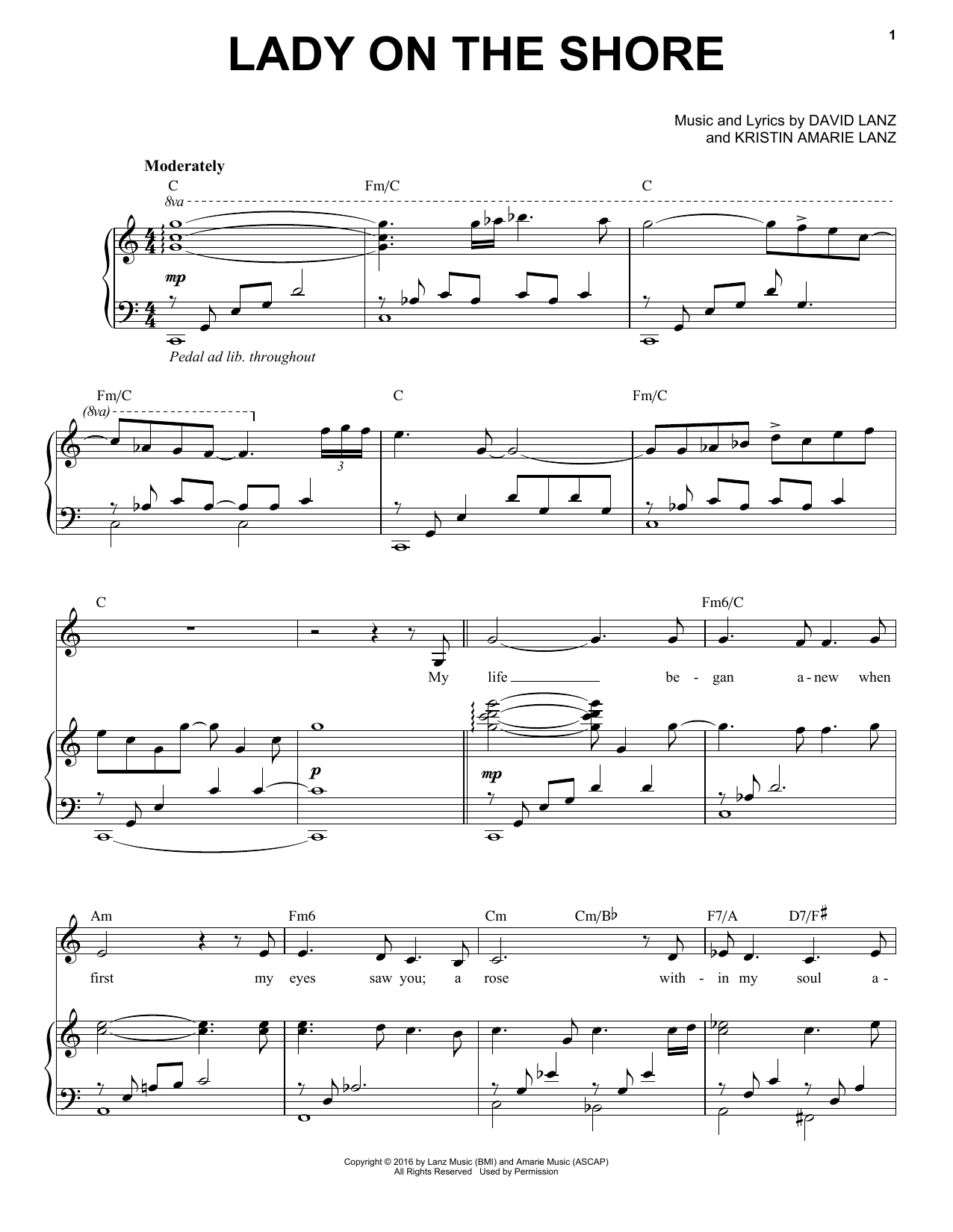 David Lanz & Kristin Amarie Lady on the Shore sheet music notes and chords arranged for Piano Solo