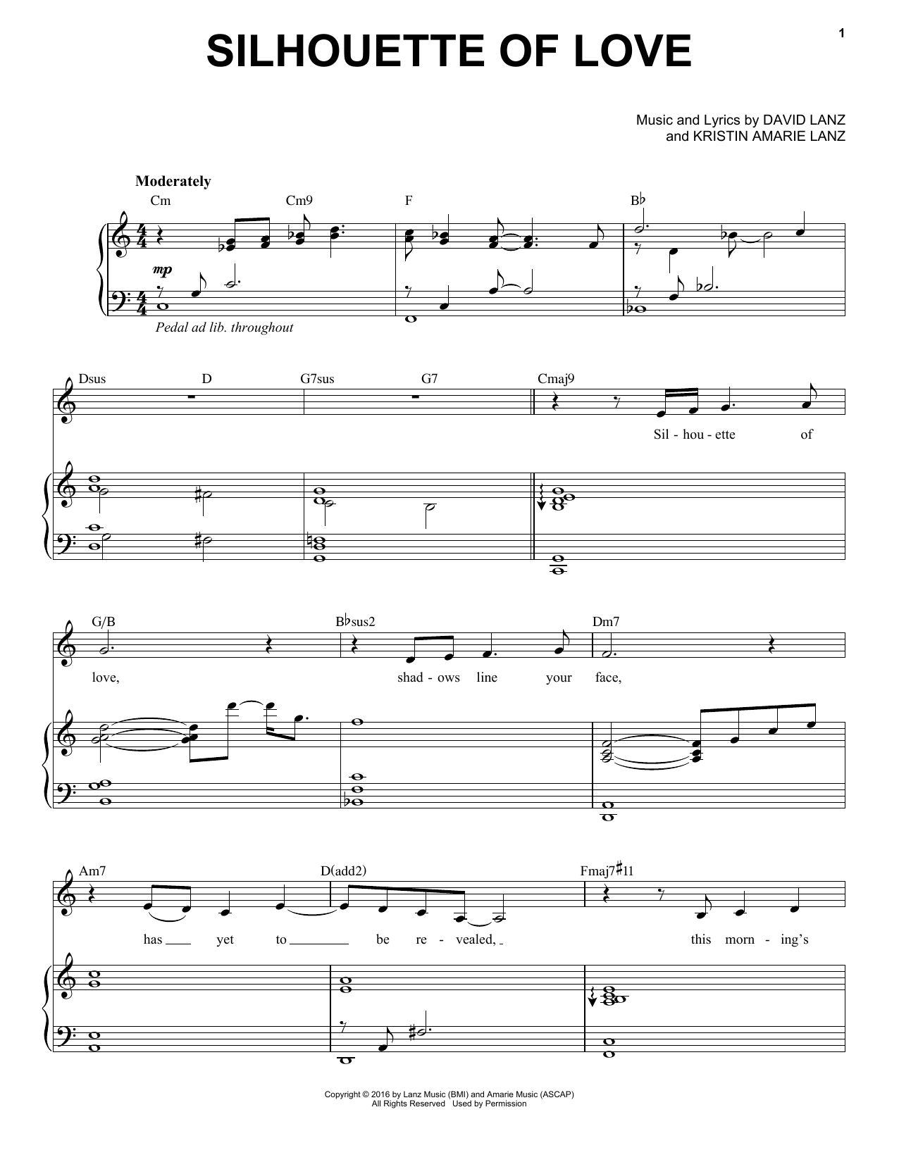 David Lanz & Kristin Amarie Silhouette of Love sheet music notes and chords arranged for Piano Solo