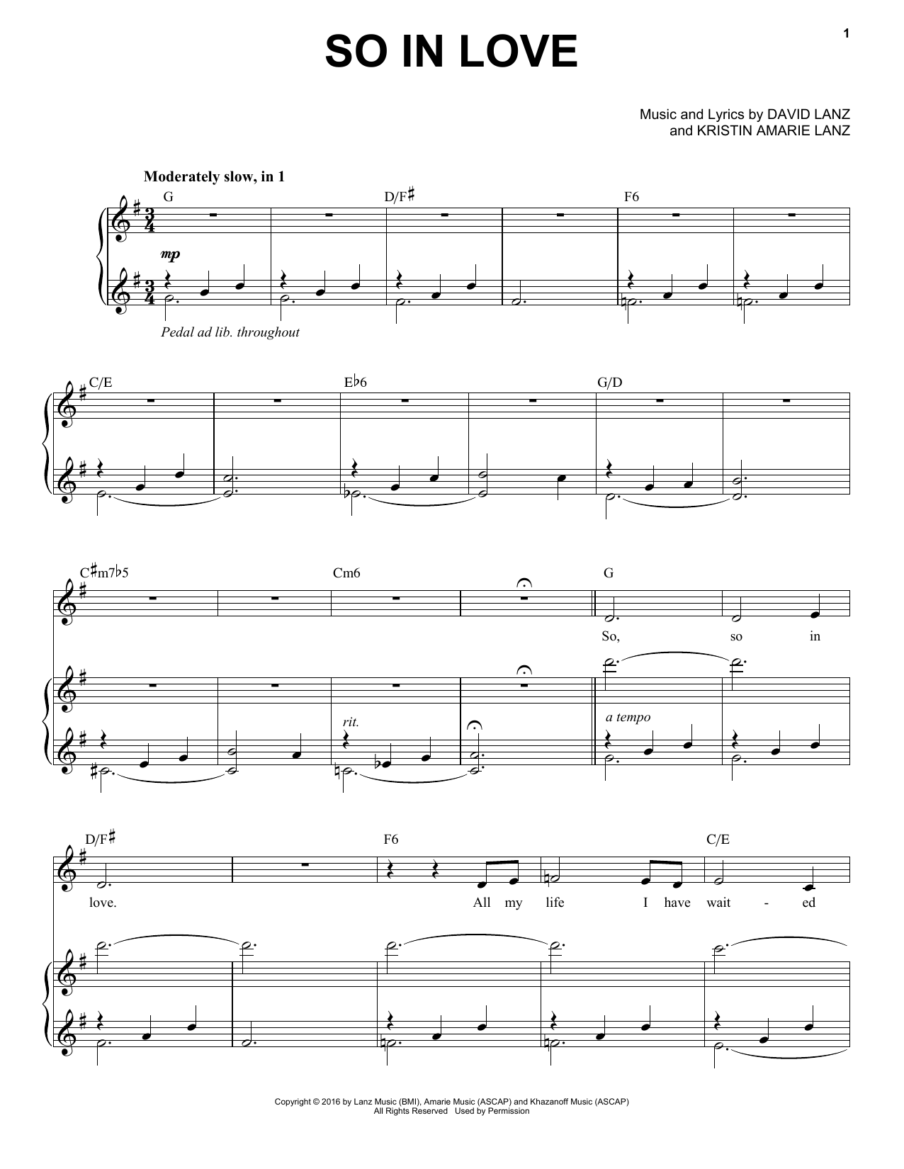 David Lanz & Kristin Amarie So in Love sheet music notes and chords arranged for Piano Solo