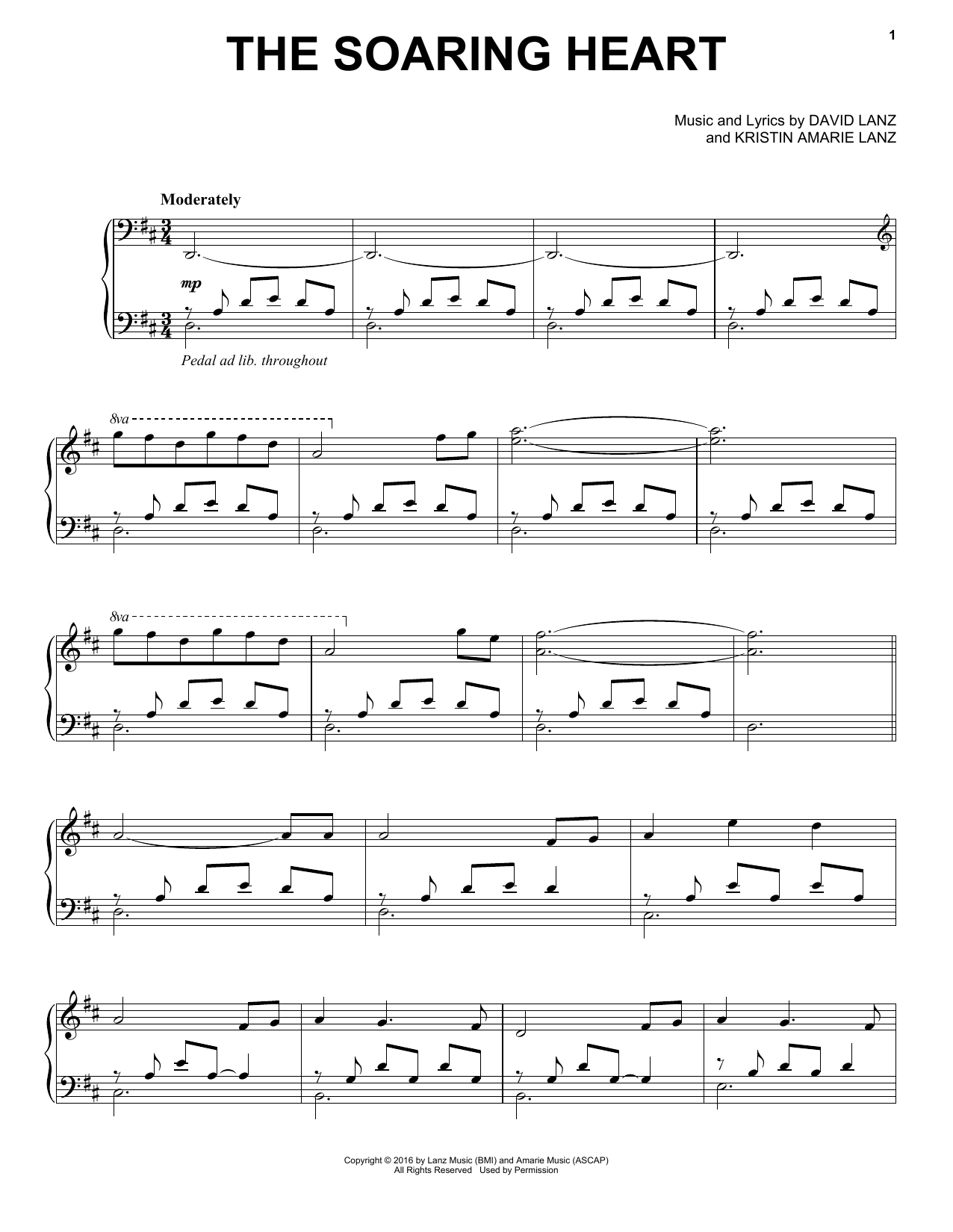 David Lanz & Kristin Amarie The Soaring Heart sheet music notes and chords arranged for Piano Solo