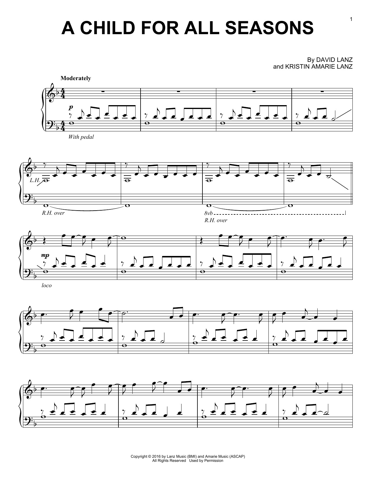 David Lanz A Child For All Seasons sheet music notes and chords arranged for Piano Solo