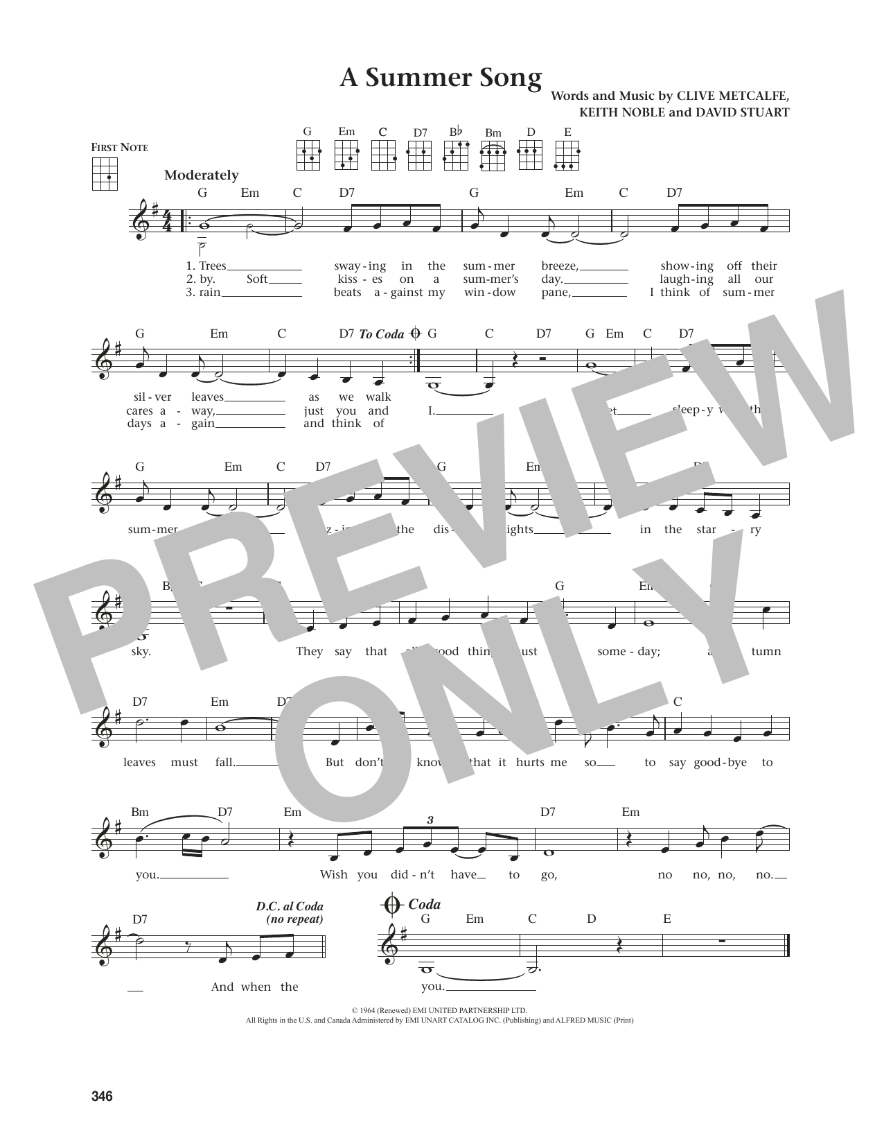 David Lanz A Summer Song (from The Daily Ukulele) (arr. Jim Beloff) sheet music notes and chords arranged for Ukulele