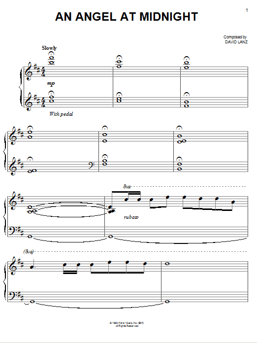 David Lanz An Angel At Midnight sheet music notes and chords arranged for Easy Piano