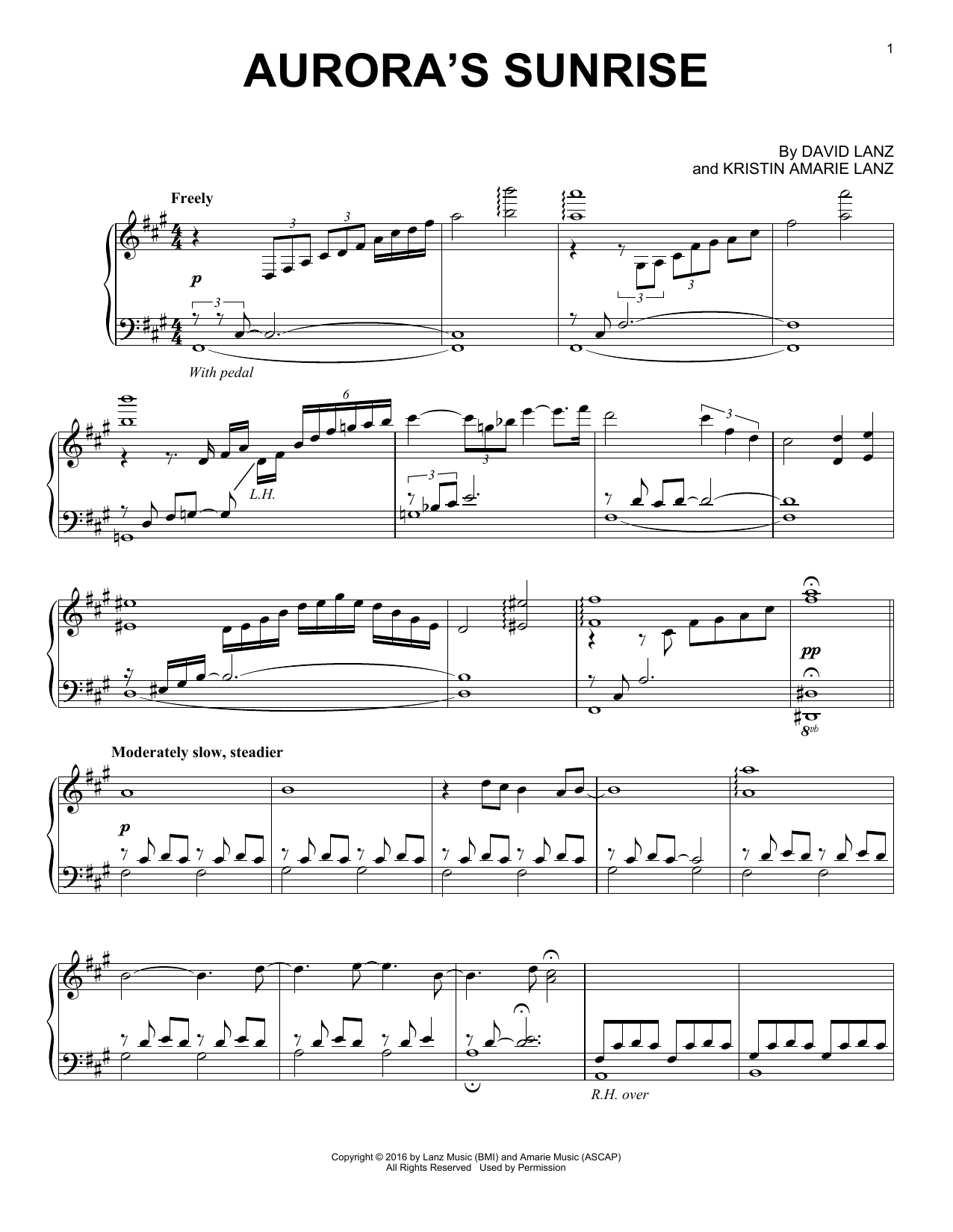 David Lanz Aurora's Sunrise sheet music notes and chords arranged for Piano Solo