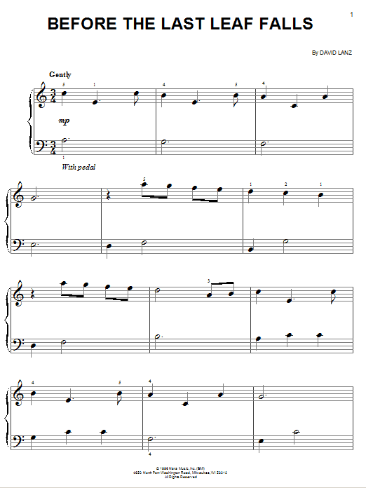 David Lanz Before The Last Leaf Falls sheet music notes and chords arranged for Piano Solo