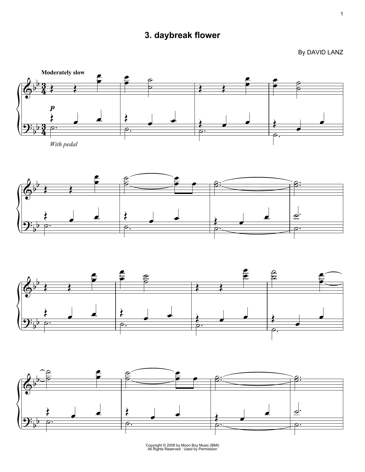 David Lanz Daybreak Flower sheet music notes and chords arranged for Piano Solo