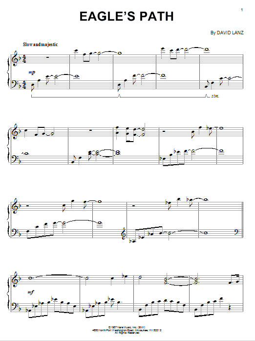 David Lanz Eagle's Path sheet music notes and chords arranged for Piano Solo