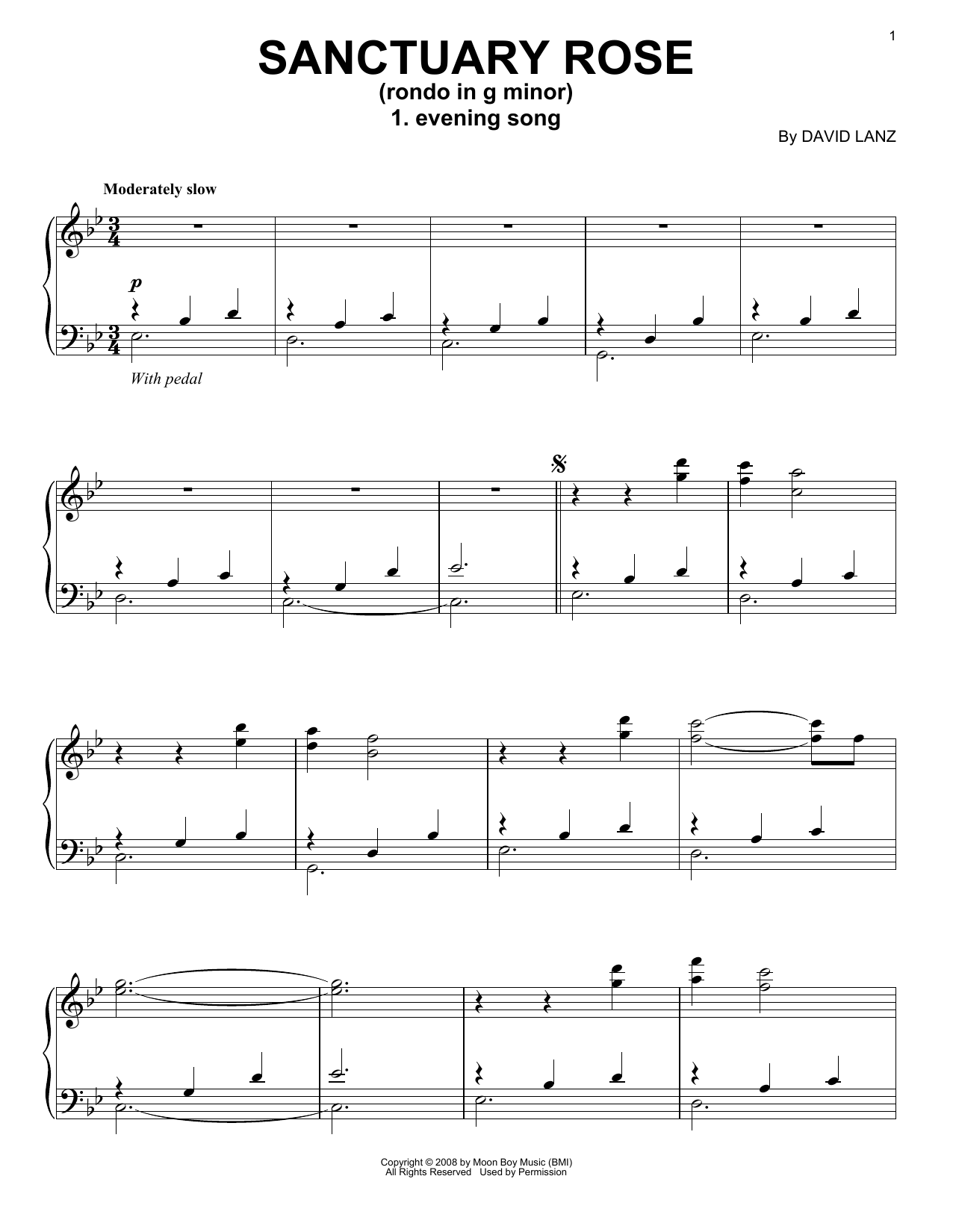 David Lanz Evening Song sheet music notes and chords arranged for Piano Solo