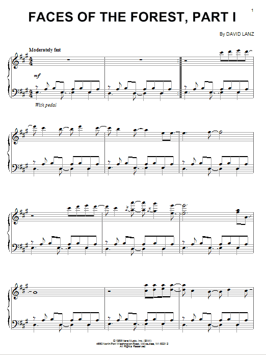 David Lanz Faces Of The Forest, Part 1 sheet music notes and chords arranged for Piano Solo