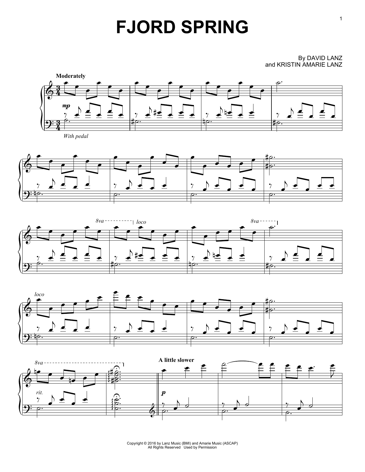David Lanz Fjord Spring sheet music notes and chords arranged for Piano Solo