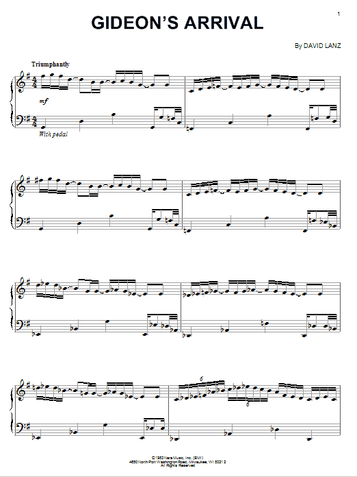David Lanz Gideon's Arrival sheet music notes and chords arranged for Piano Solo