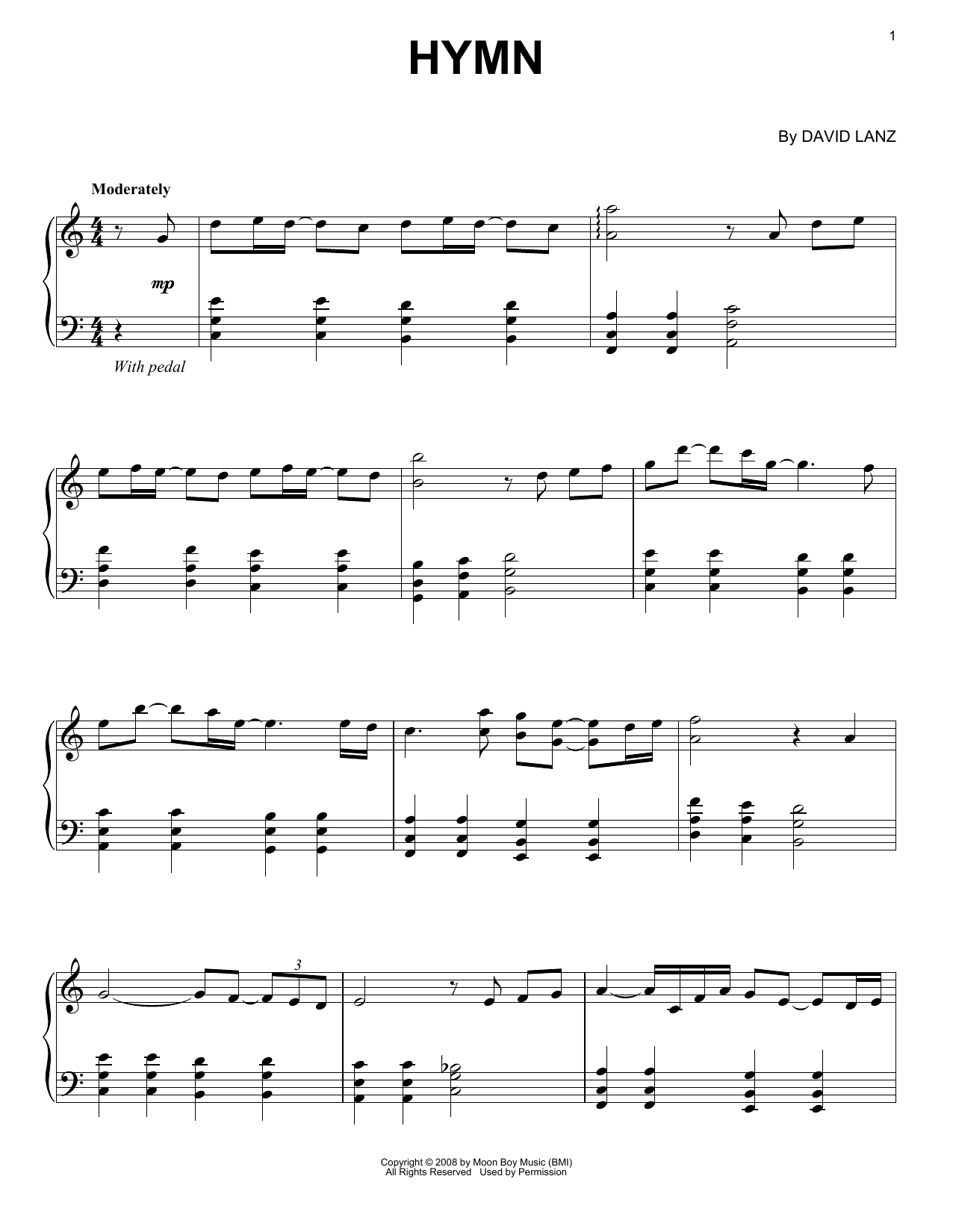David Lanz Hymn sheet music notes and chords arranged for Piano Solo