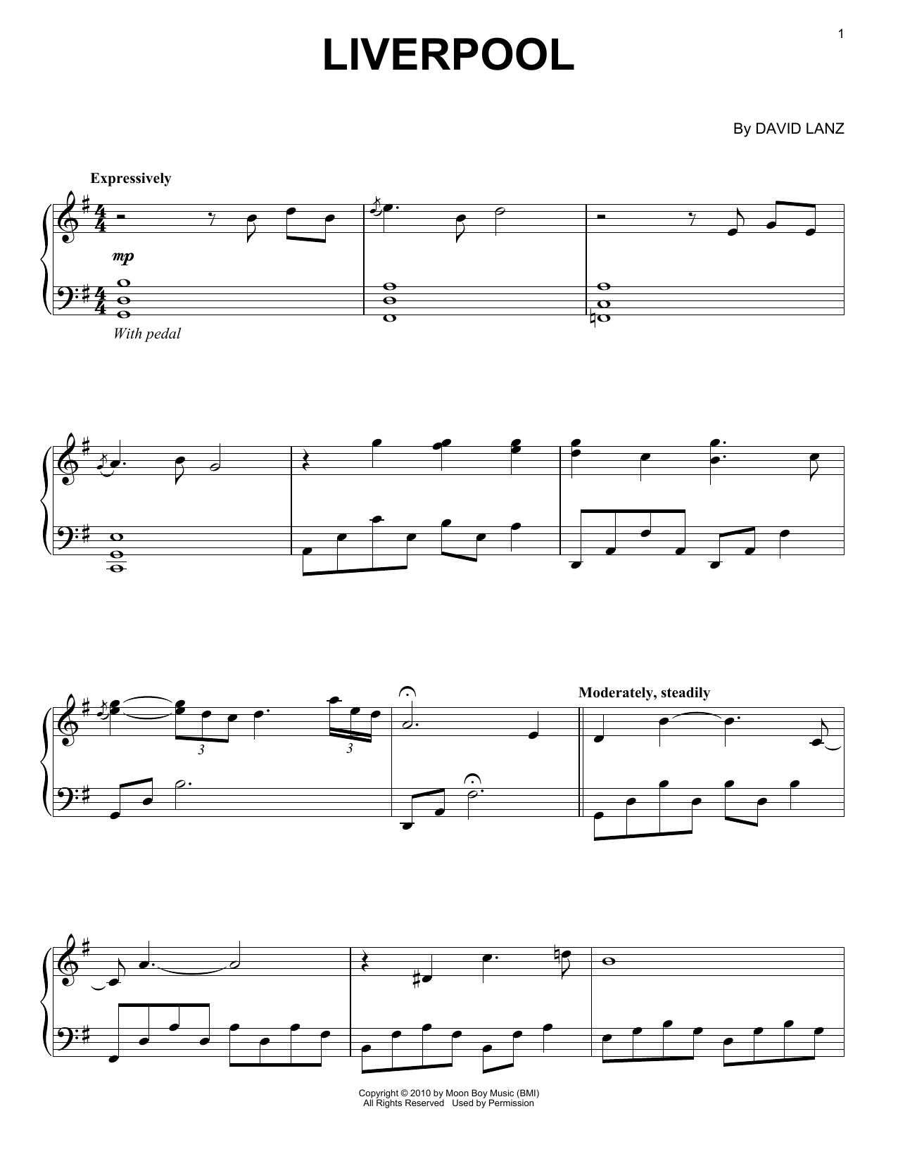 David Lanz Liverpool (feat. Walter Gray & Gary Lanz) sheet music notes and chords arranged for Piano Solo