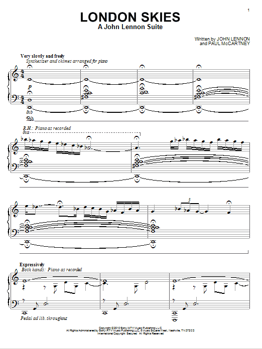 David Lanz London Skies - A John Lennon Suite sheet music notes and chords arranged for Piano Solo