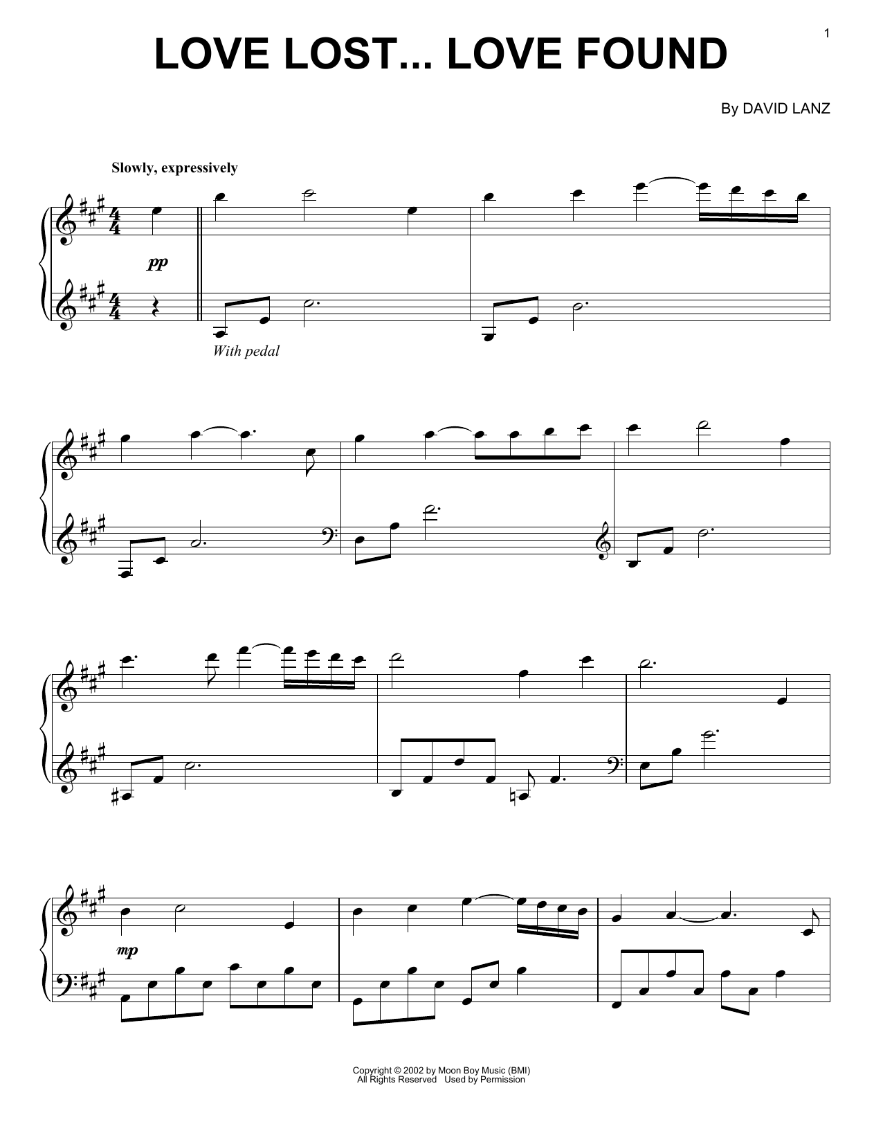 David Lanz Love Lost... Love Found sheet music notes and chords arranged for Piano Solo