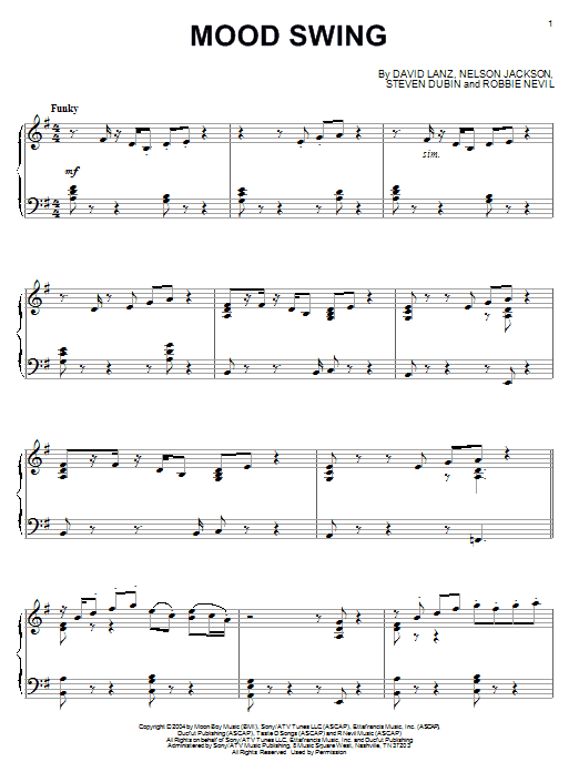 David Lanz Mood Swing sheet music notes and chords arranged for Piano Solo