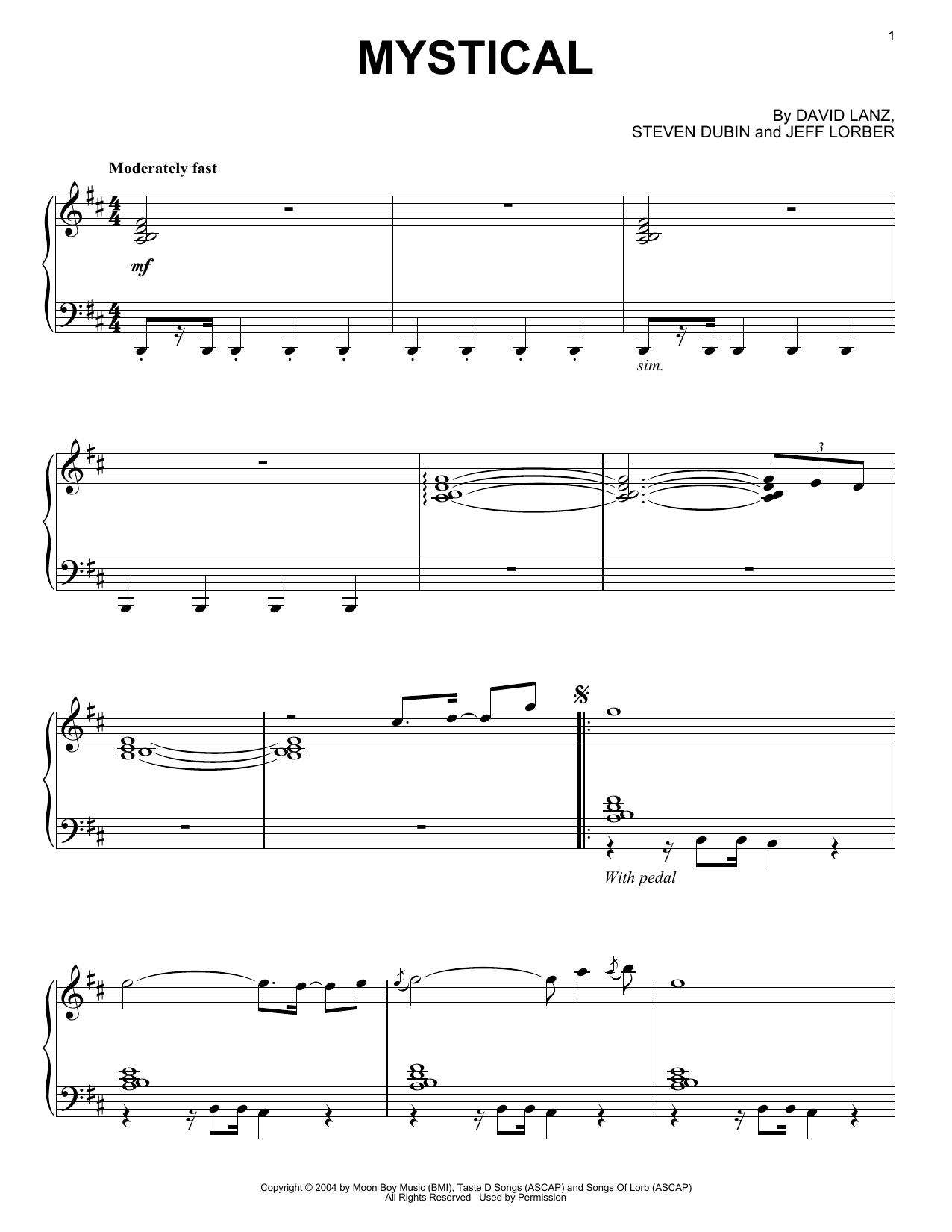 David Lanz Mystical sheet music notes and chords arranged for Piano Solo