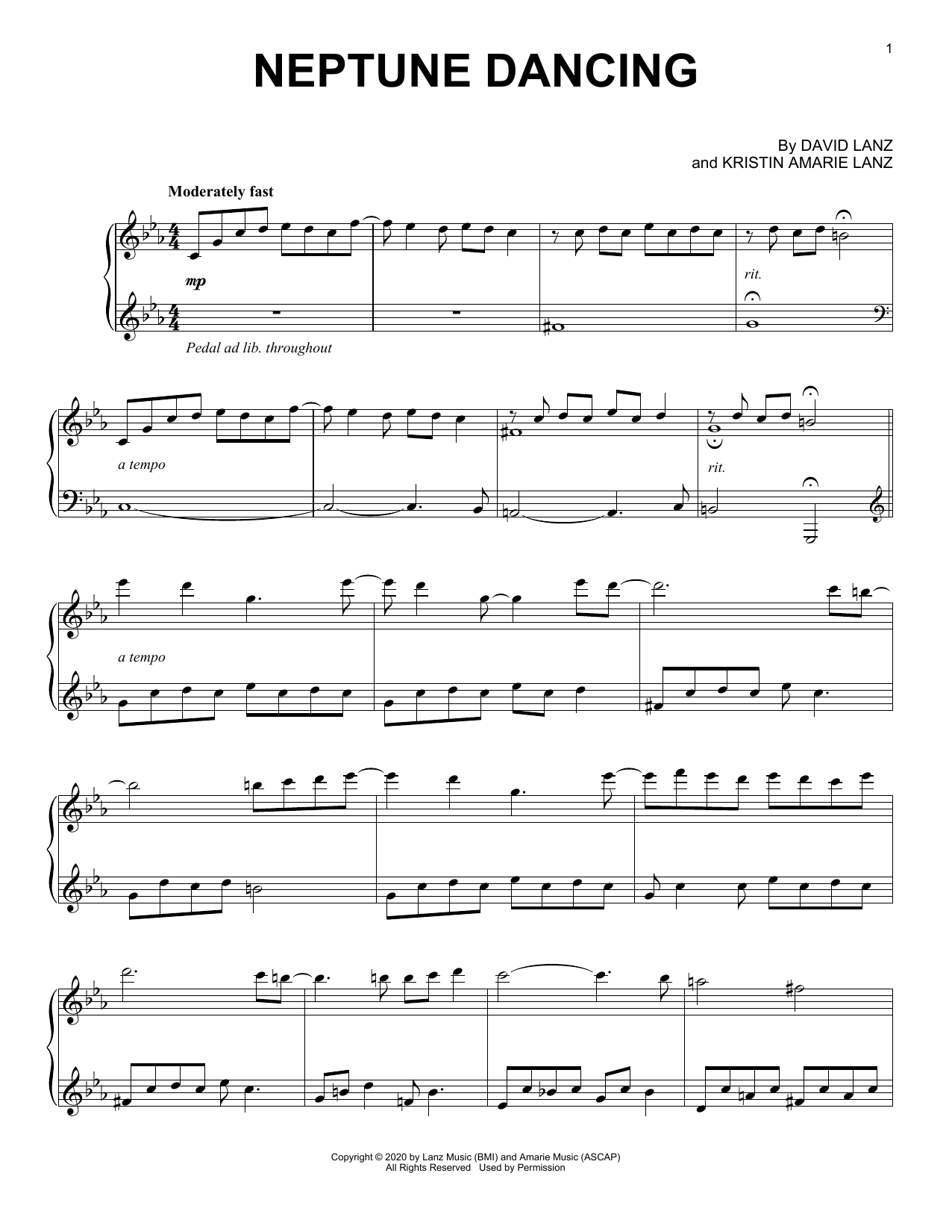 David Lanz Neptune Dancing sheet music notes and chords arranged for Piano Solo