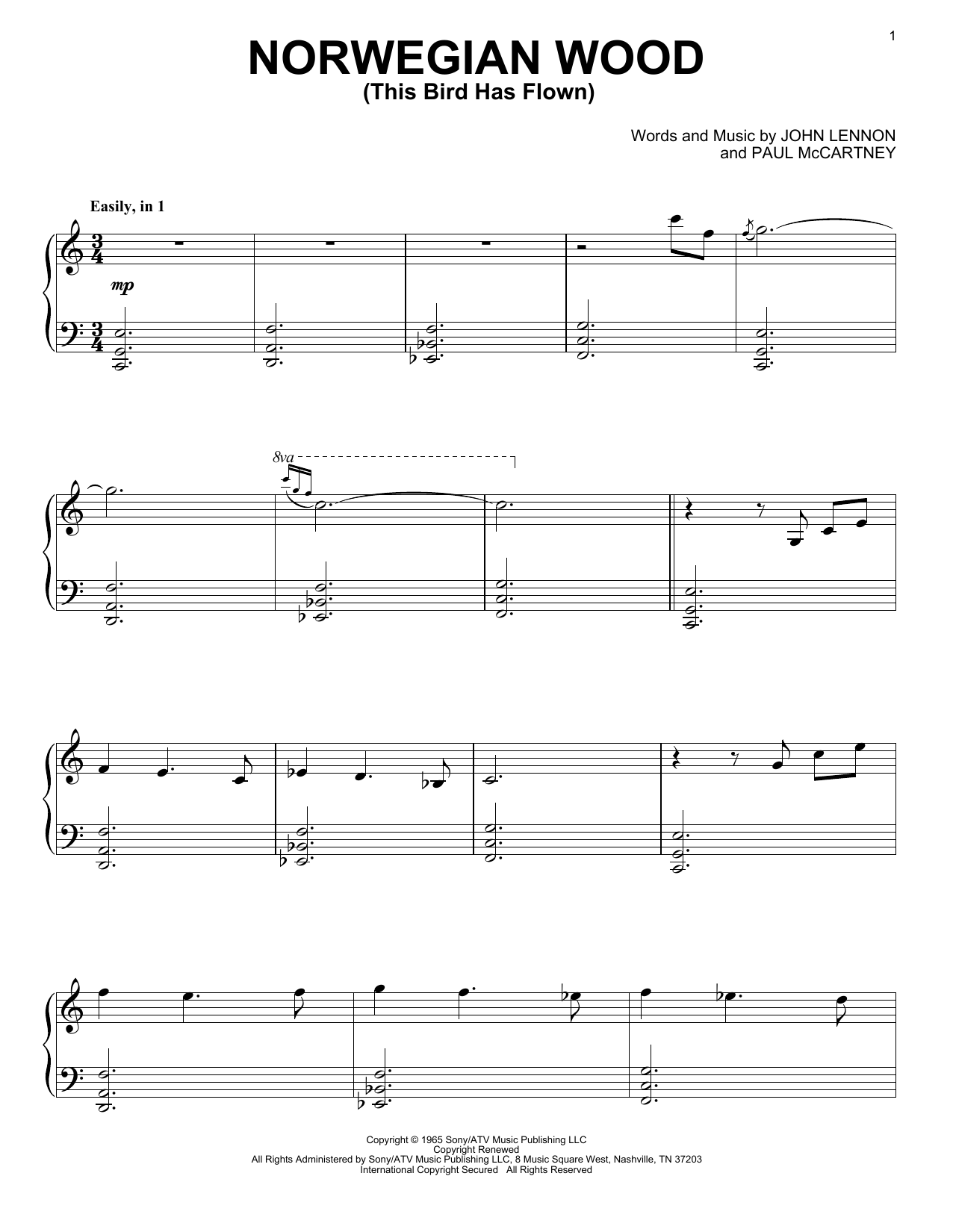 David Lanz Norwegian Wood (This Bird Has Flown) sheet music notes and chords arranged for Piano Solo