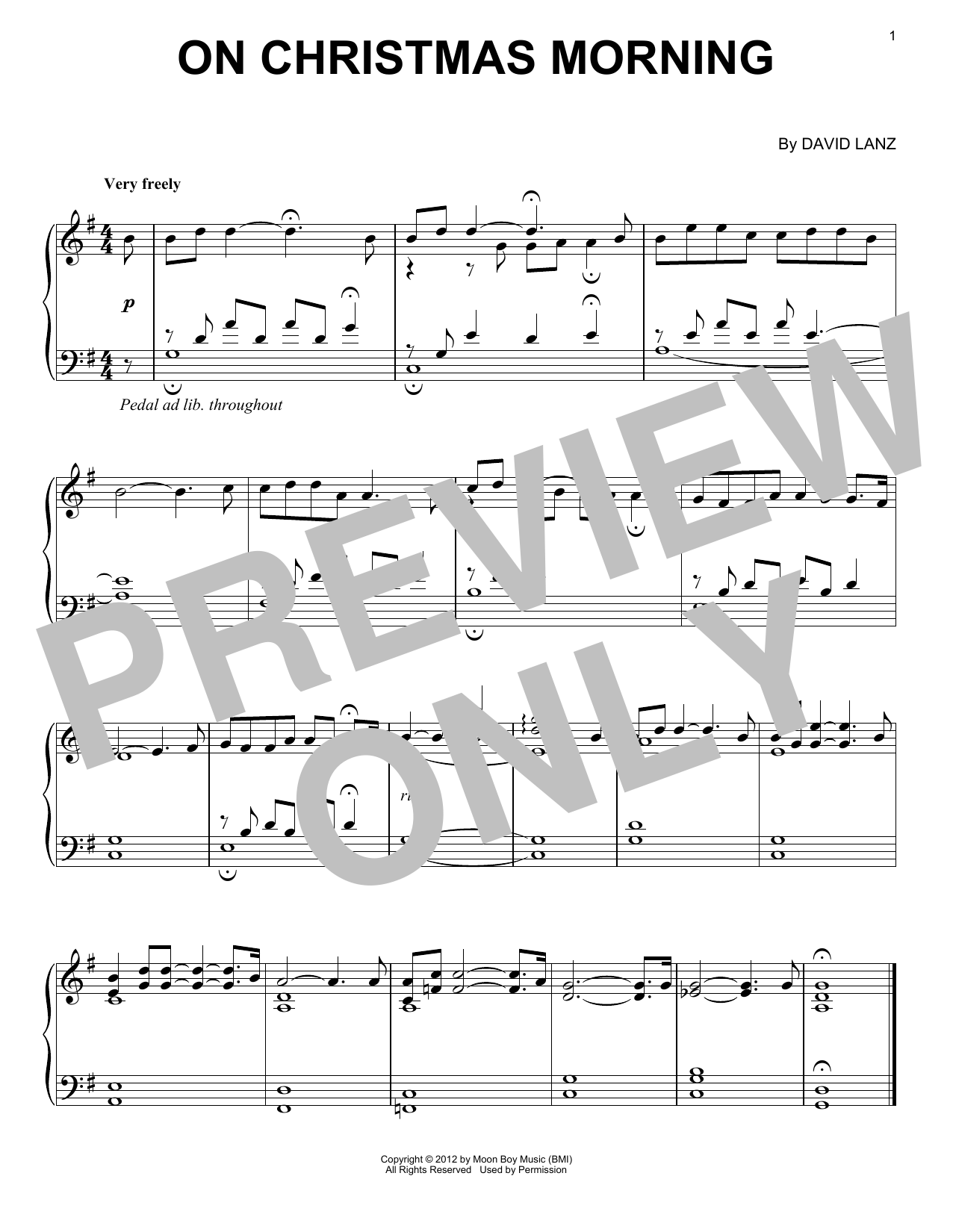 David Lanz On Christmas Morning sheet music notes and chords arranged for Piano Solo