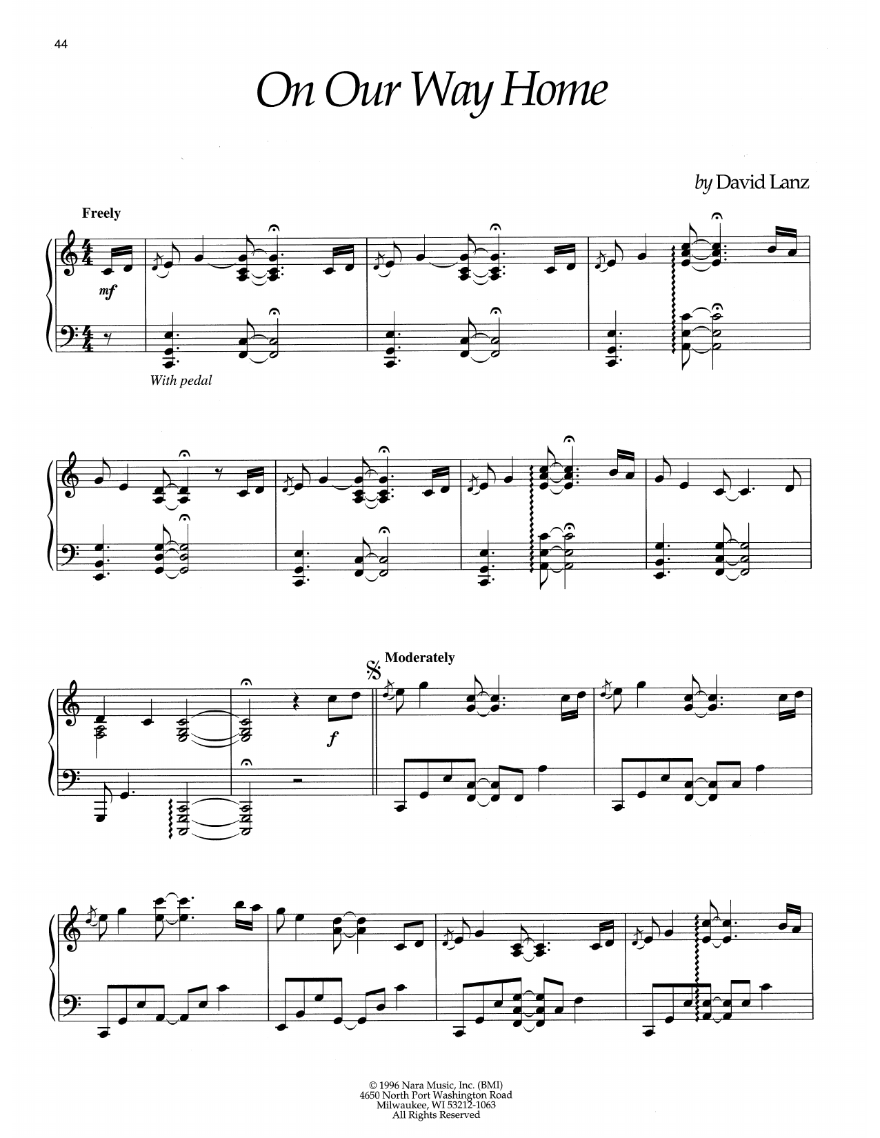 David Lanz On Our Way Home sheet music notes and chords arranged for Piano Solo
