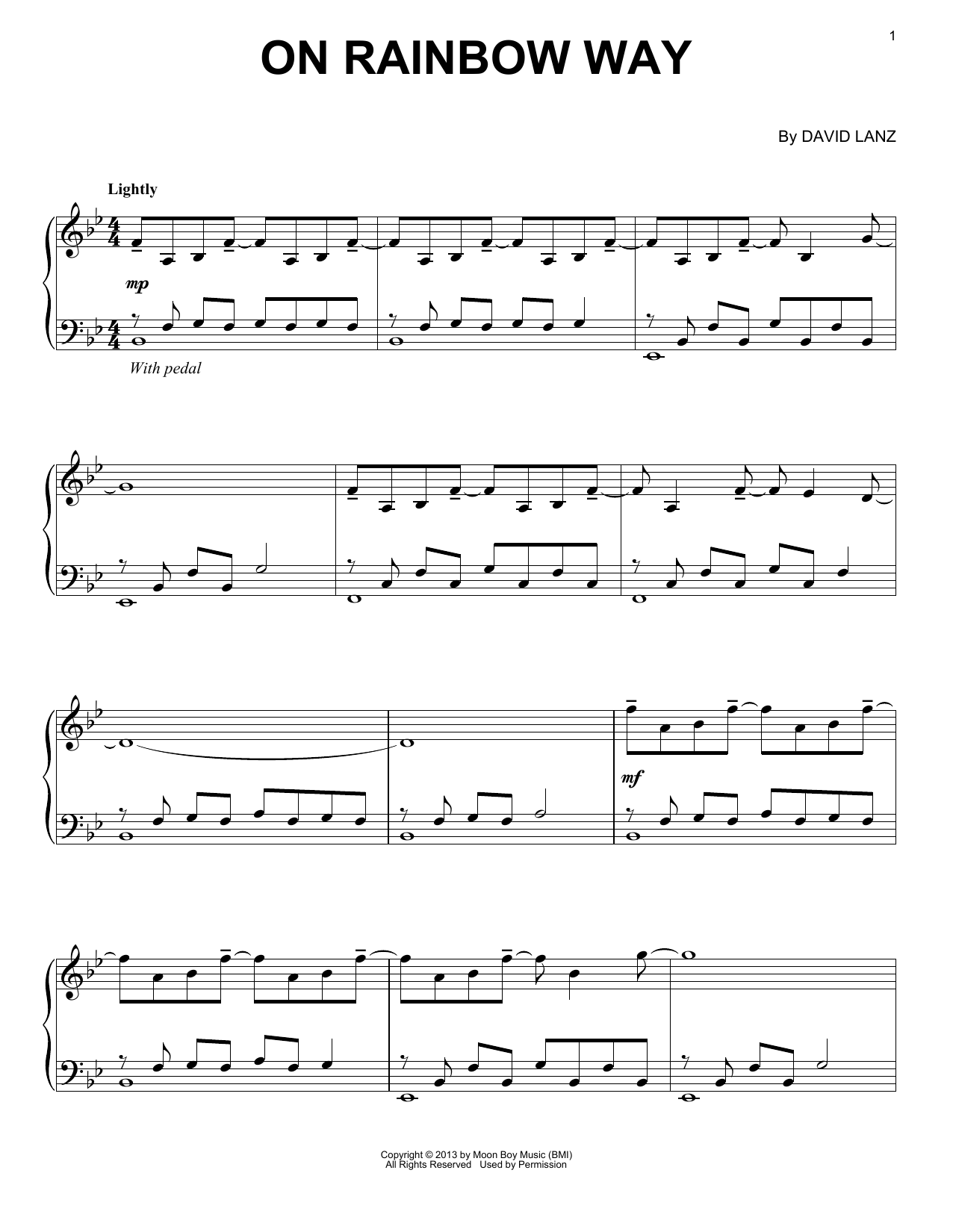 David Lanz On Rainbow Way sheet music notes and chords arranged for Piano Solo