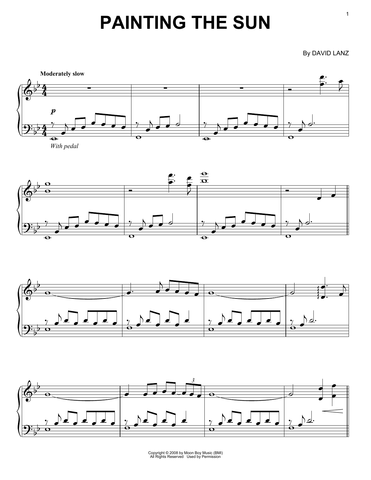David Lanz Painting The Sun sheet music notes and chords arranged for Piano Solo