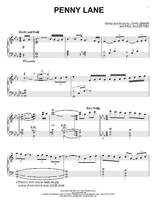 David Lanz Penny Lane sheet music notes and chords arranged for Piano Solo
