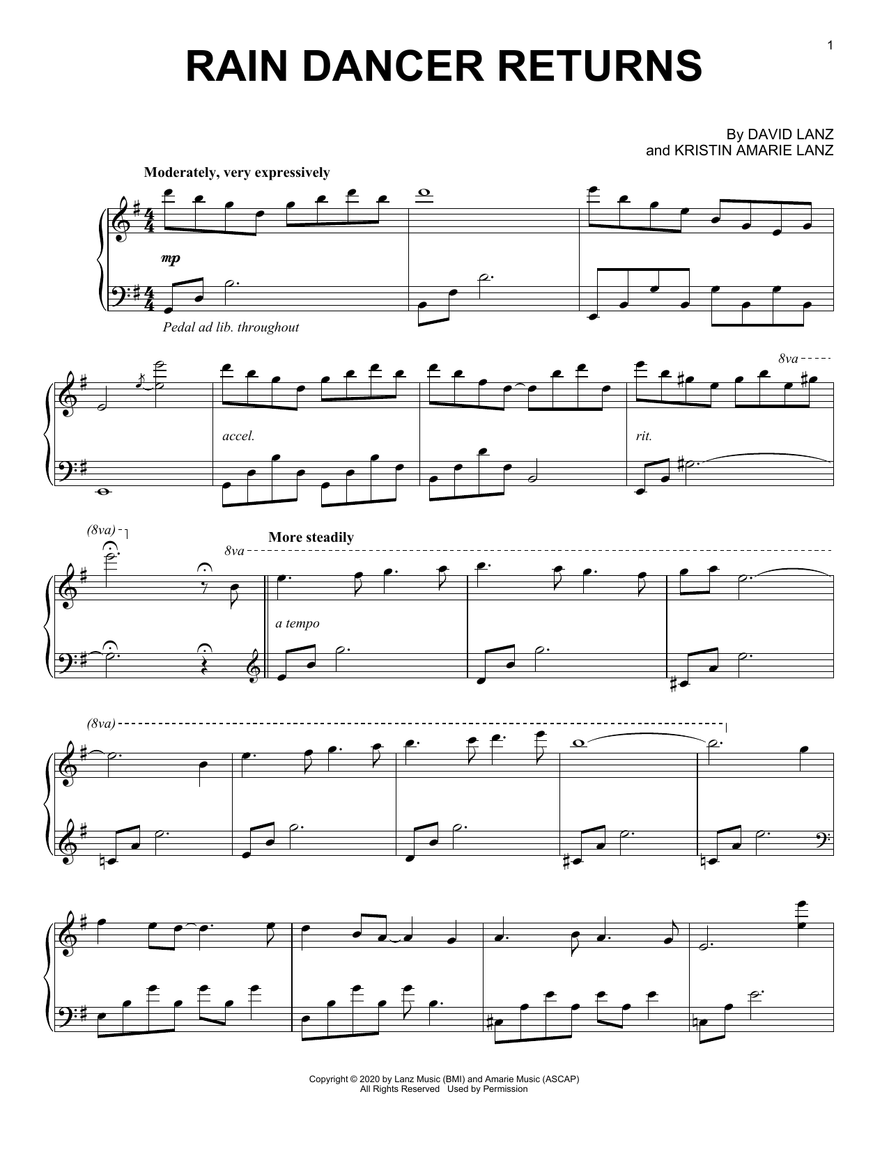 David Lanz Rain Dancer Returns sheet music notes and chords arranged for Piano Solo