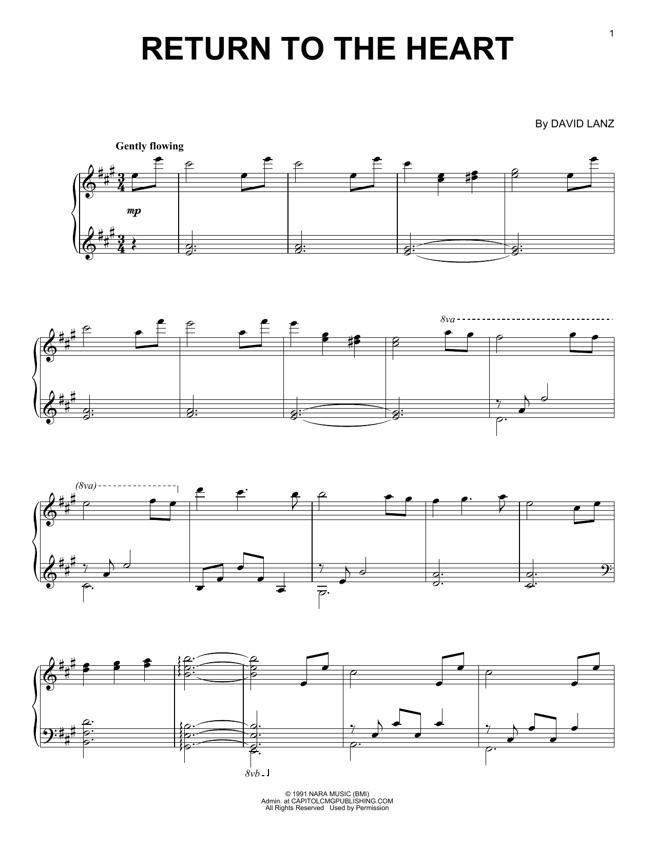 David Lanz Return To The Heart sheet music notes and chords arranged for Easy Piano
