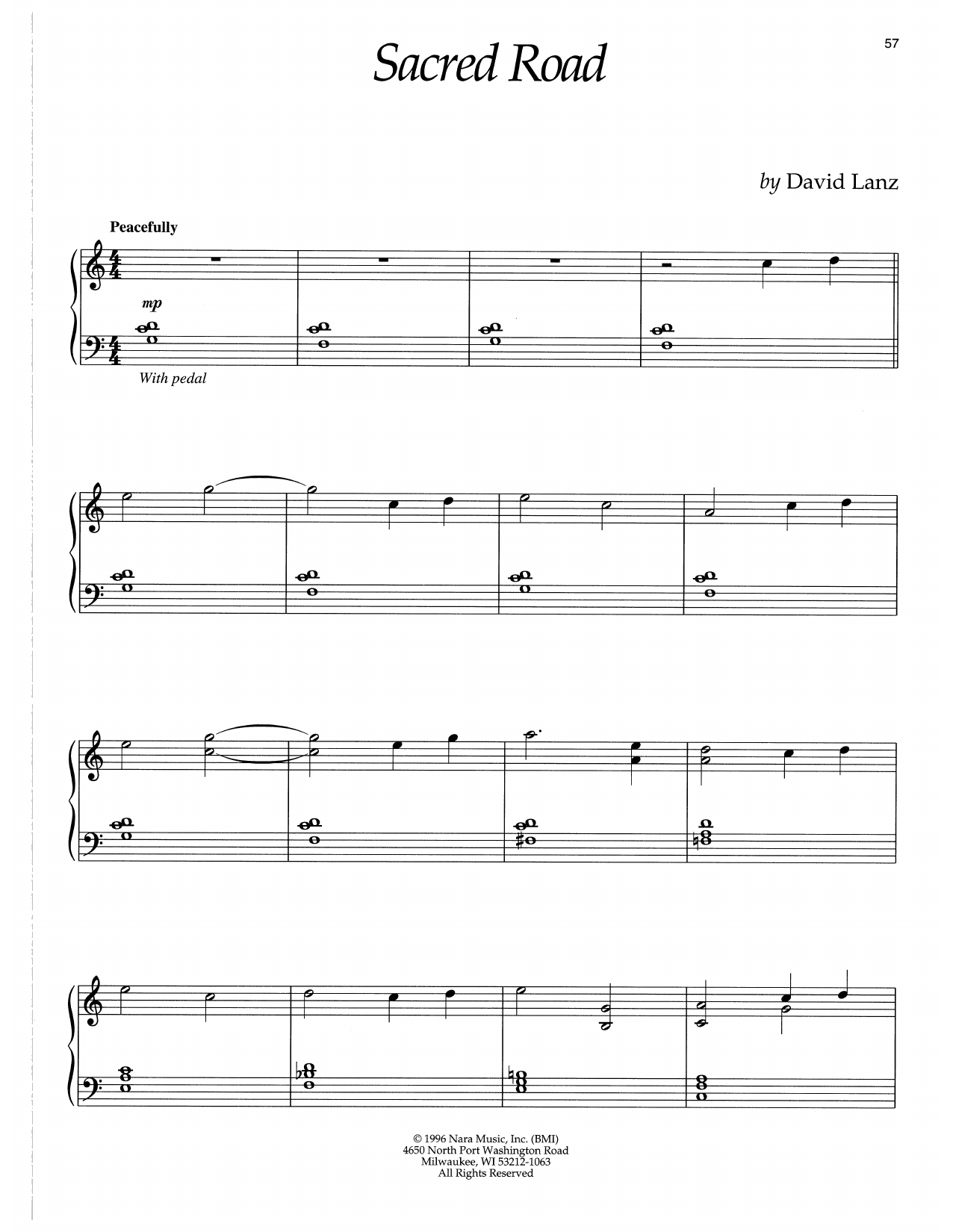 David Lanz Sacred Road sheet music notes and chords arranged for Piano Solo