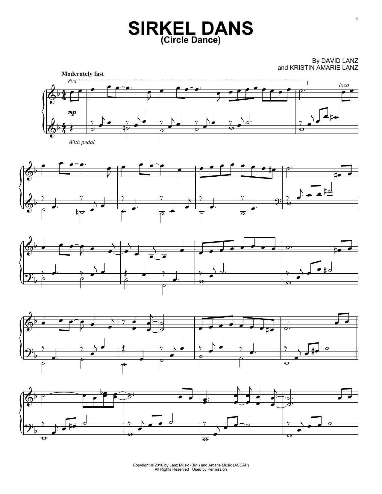 David Lanz Sirkel Dans (Circle Dance) sheet music notes and chords arranged for Piano Solo