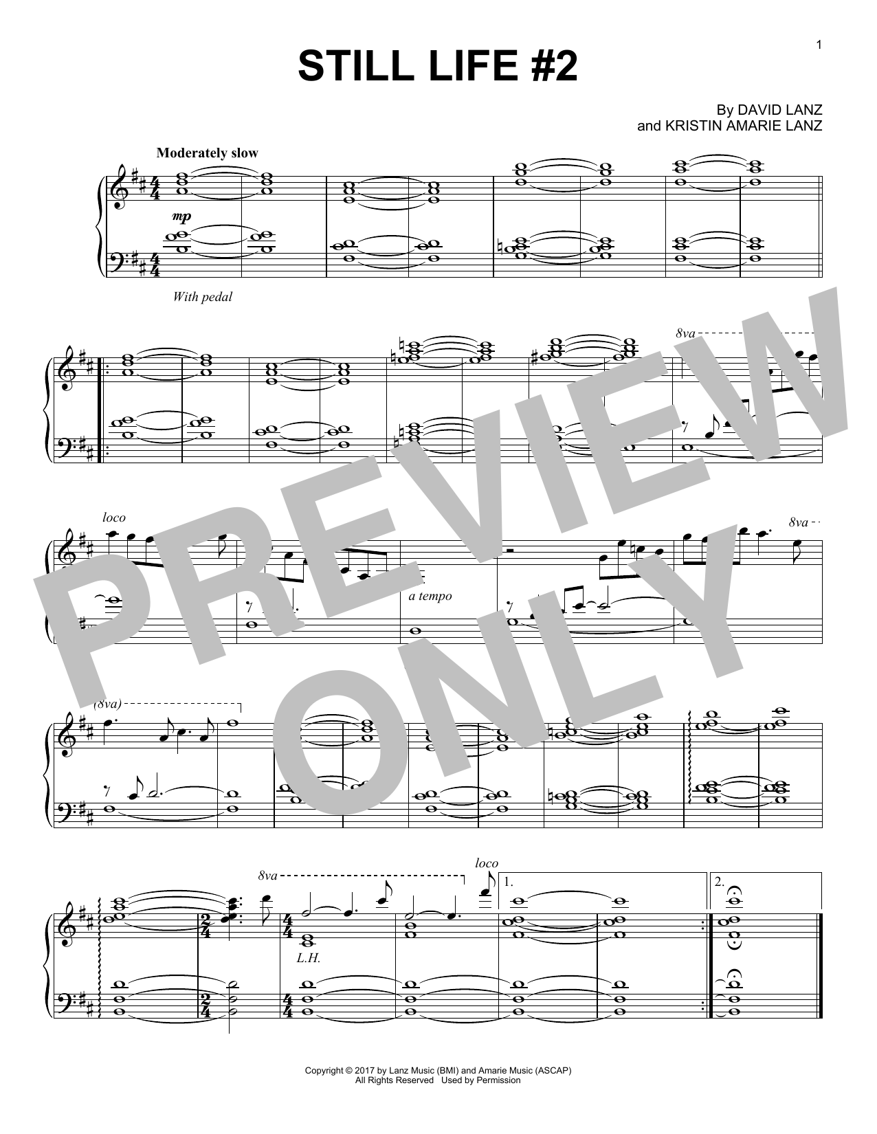 David Lanz Still Life #2 sheet music notes and chords arranged for Piano Solo