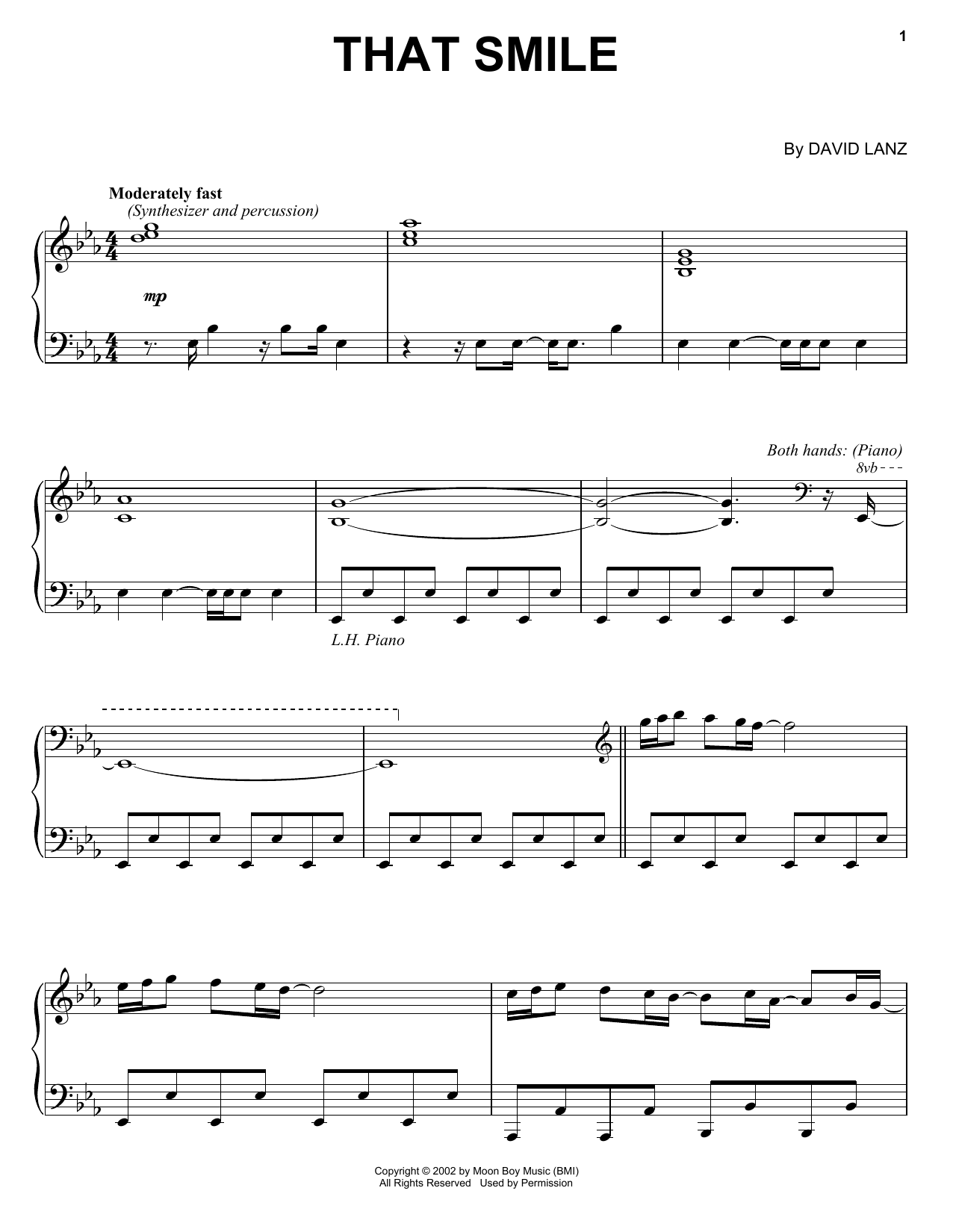 David Lanz That Smile sheet music notes and chords arranged for Piano Solo