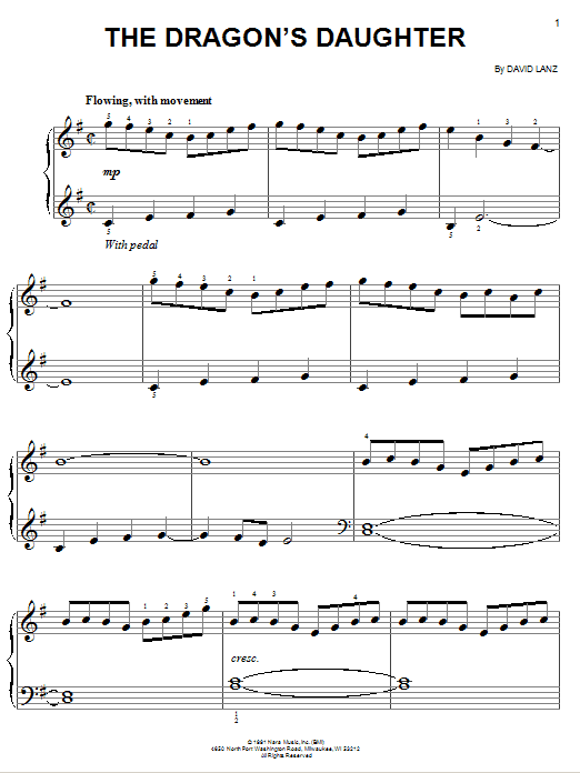 David Lanz The Dragon's Daughter sheet music notes and chords arranged for Easy Piano