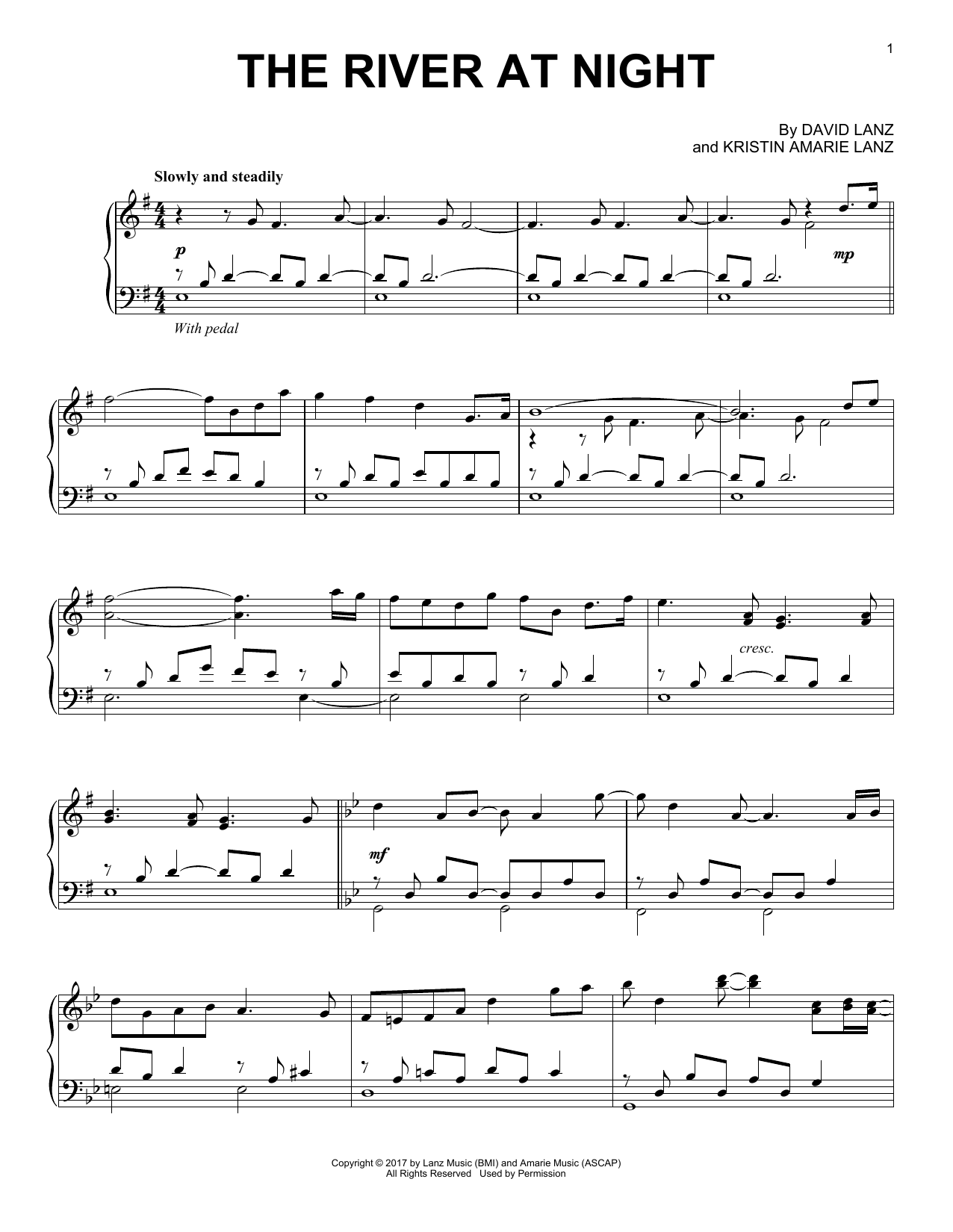 David Lanz The River At Night sheet music notes and chords arranged for Piano Solo