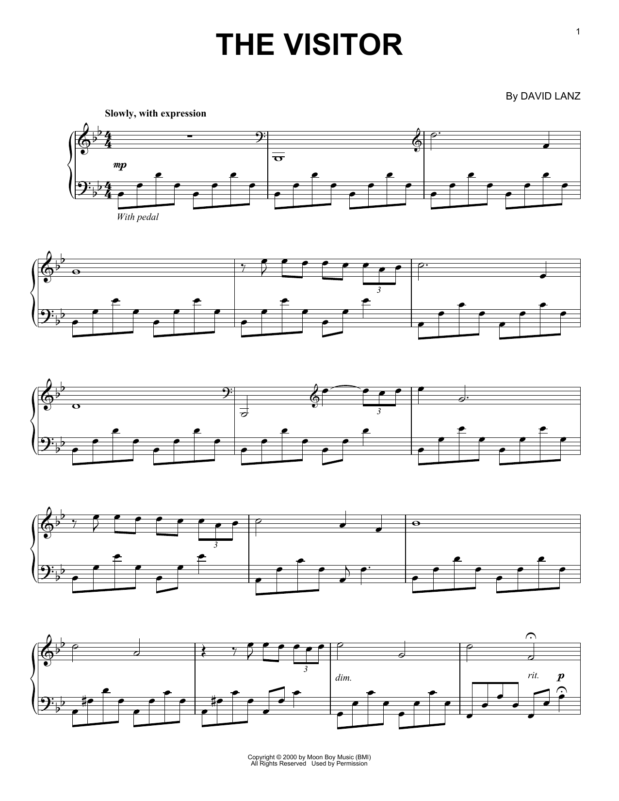 David Lanz The Visitor sheet music notes and chords arranged for Piano Solo
