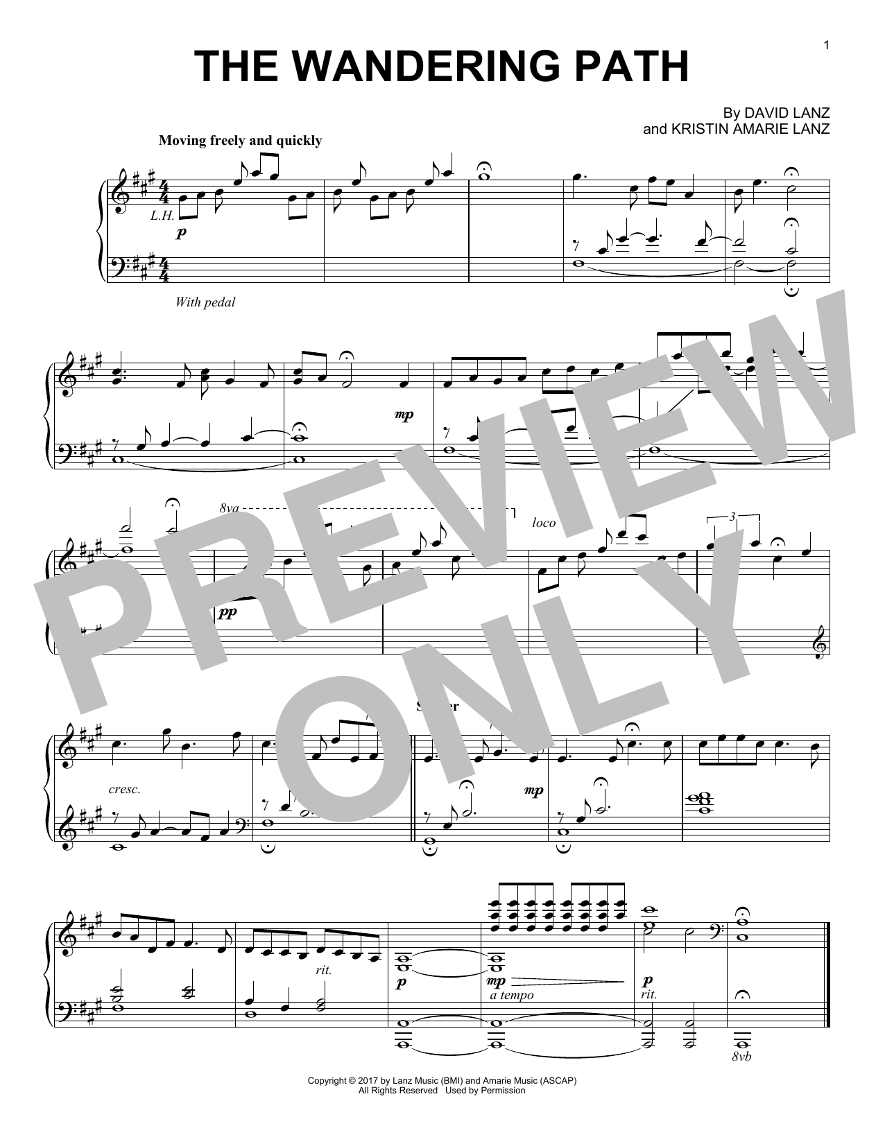 David Lanz The Wandering Path sheet music notes and chords arranged for Piano Solo