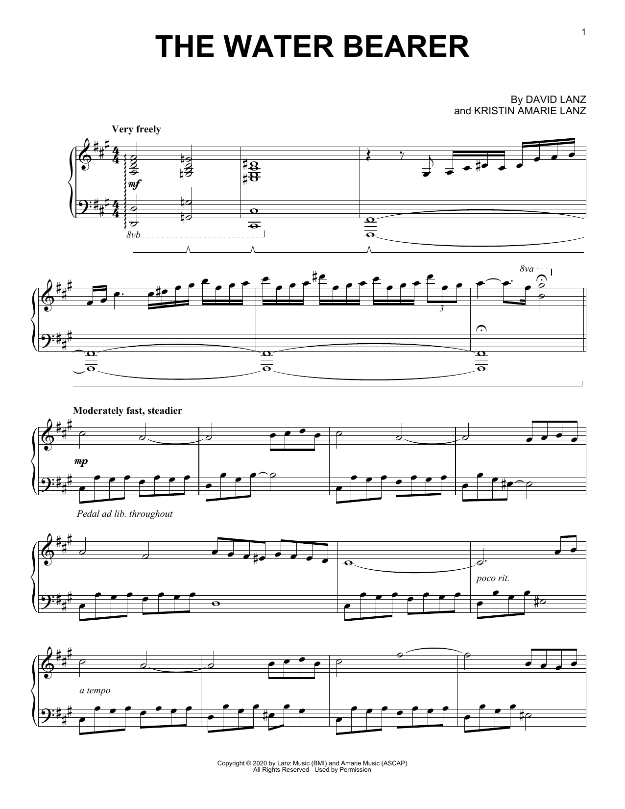 David Lanz The Water Bearer sheet music notes and chords arranged for Piano Solo
