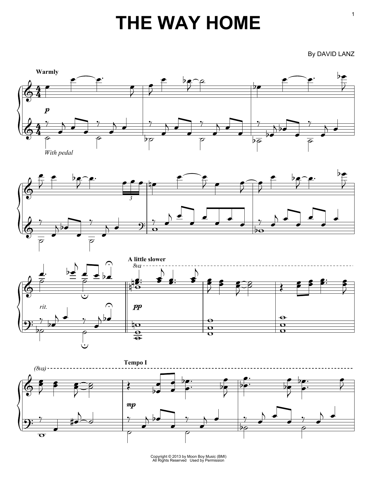 David Lanz The Way Home sheet music notes and chords arranged for Piano Solo