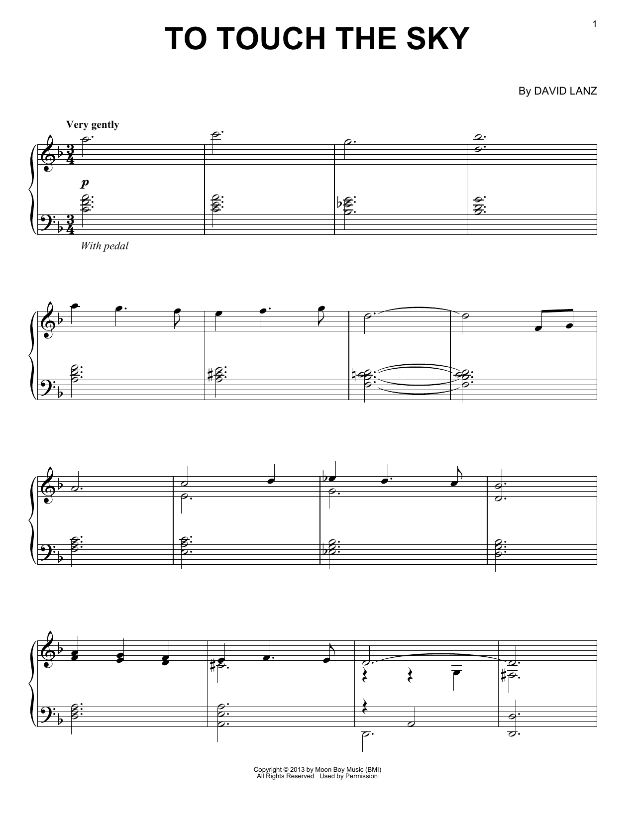 David Lanz To Touch The Sky sheet music notes and chords arranged for Piano Solo