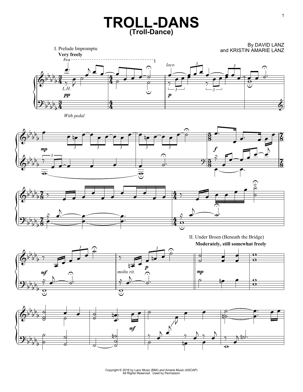 David Lanz Troll-dans (Troll-dance) sheet music notes and chords arranged for Piano Solo