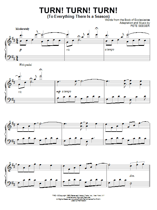 David Lanz Turn! Turn! Turn! (To Everything There Is A Season) sheet music notes and chords arranged for Piano Solo