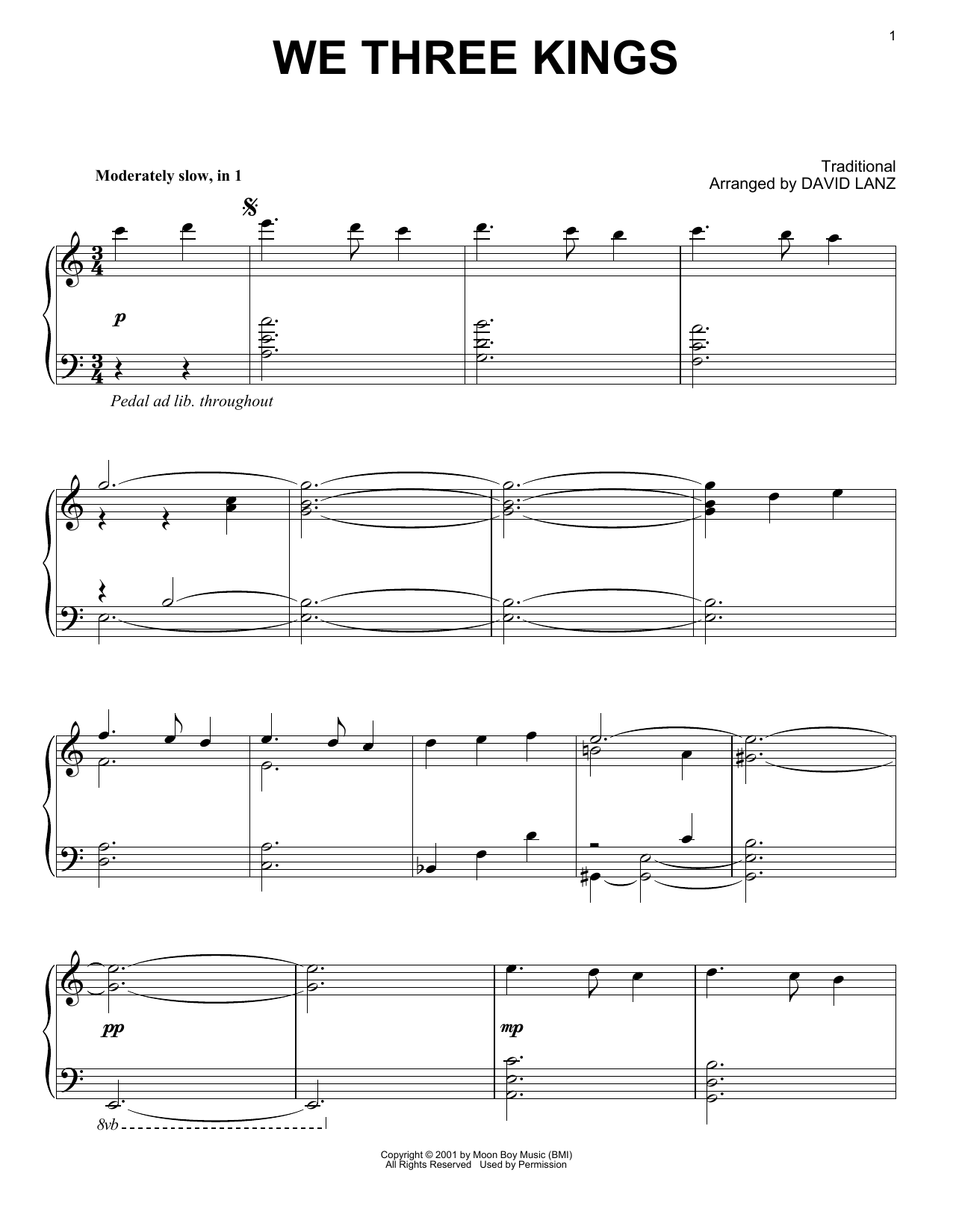 David Lanz We Three Kings sheet music notes and chords arranged for Piano Solo