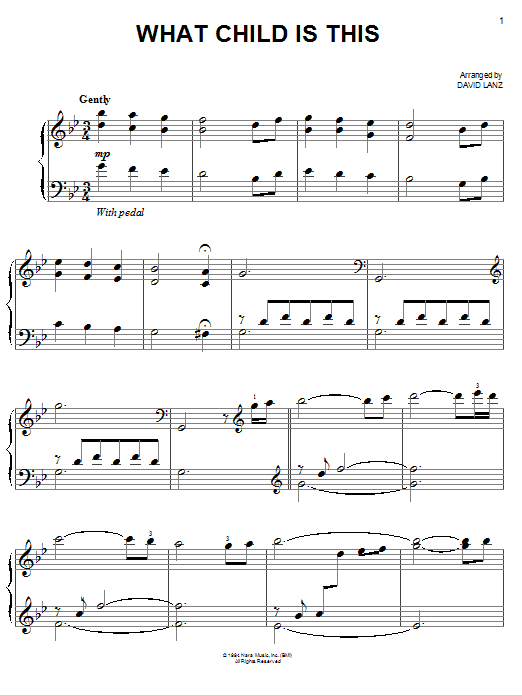 David Lanz What Child Is This sheet music notes and chords arranged for Easy Piano