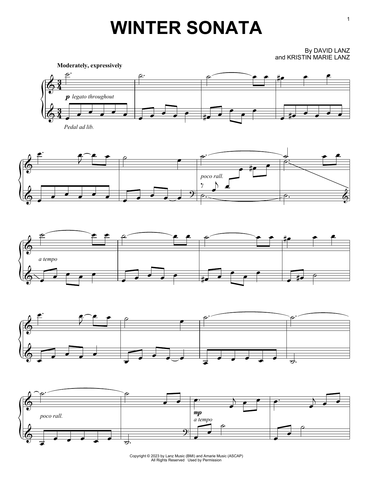 David Lanz Winter Sonata sheet music notes and chords arranged for Piano Solo