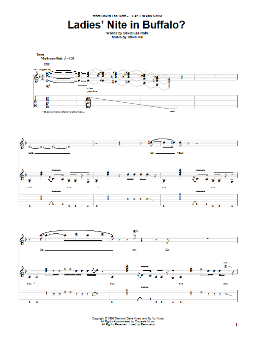 David Lee Roth Ladies' Nite In Buffalo? sheet music notes and chords arranged for Guitar Tab