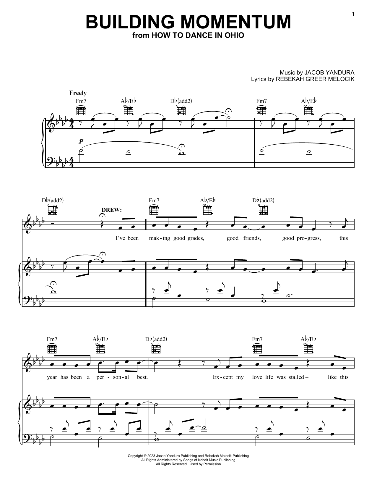 David Lindsay-Abaire and Jeanine Tesori Building Momentum (from How To Dance In Ohio) sheet music notes and chords arranged for Piano, Vocal & Guitar Chords (Right-Hand Melody)