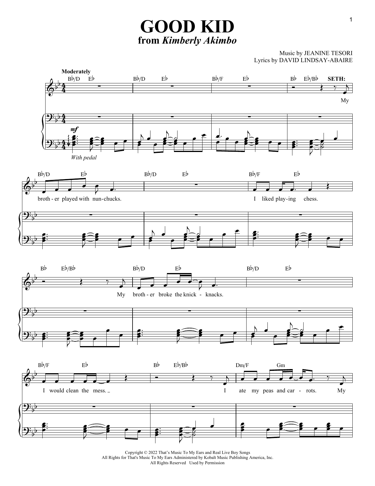David Lindsay-Abaire and Jeanine Tesori Good Kid (from Kimberly Akimbo) sheet music notes and chords arranged for Piano & Vocal