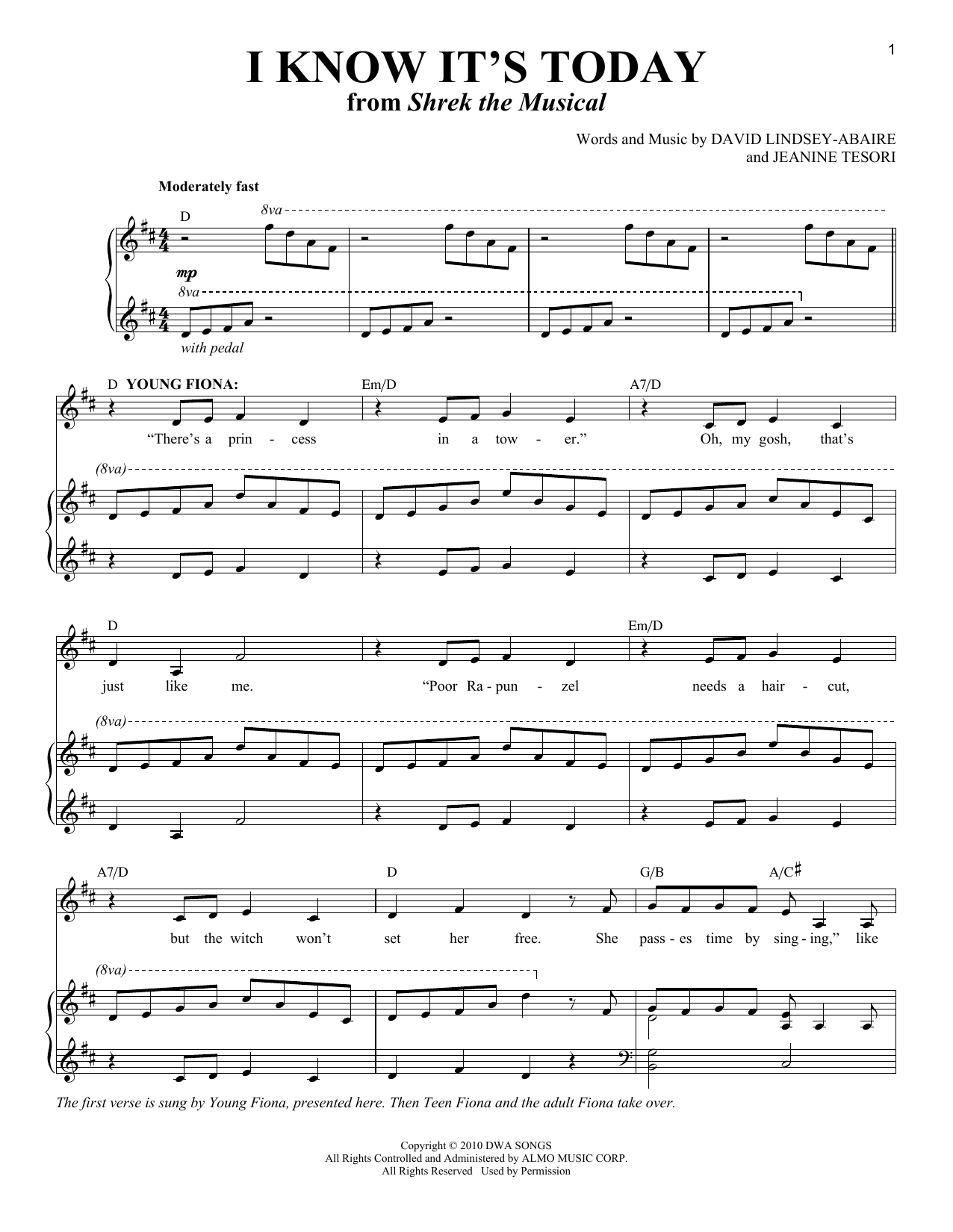 David Lindsay-Abaire I Know It's Today (Young Fiona) sheet music notes and chords arranged for Piano & Vocal